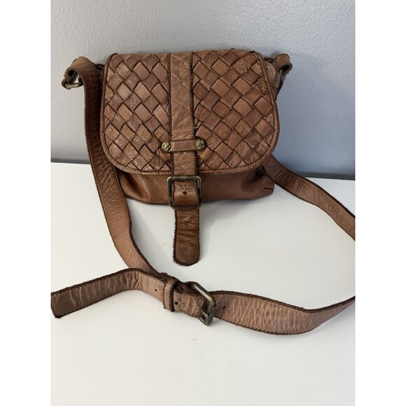 Civico93 Italian Woven Leather Crossbody Shoulder Bag Brown Boho Purse Handbag - Picture 9 of 14